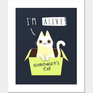 Double Schrödinger's Cat Dead and Alive - Funny Cute Kitty - Quantum Physics Posters and Art